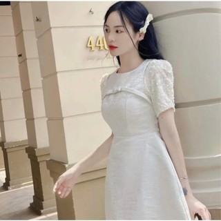D11.Đầm Dự Tiệc Dáng Ngắn Thiết Kế Tafta Vân Đá Phối Ren