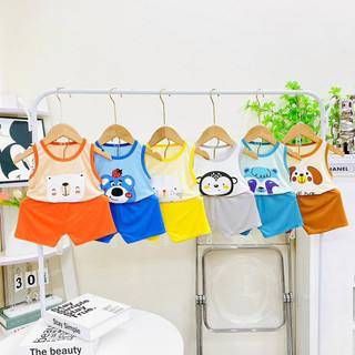 [A1 Mềm, Mát, Được Chọn Mẫu] Bộ Ba Lỗ Thun Lạnh Minky Moom In Hình Con Vật Đáng Yêu Cho Bé Trai Bé Gái