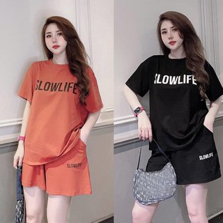 Bộ mặc nhà nữ mùa hè , đồ bộ bigsize chất cotton Gemmy House in chữ Slow