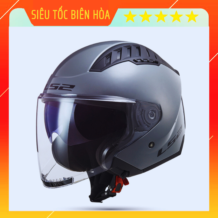 Mũ Bảo Hiểm 3/4 Hai Kính LS2 OF600 Nardo Grey Chính Hãng Tặng kèm Khăn Ninja