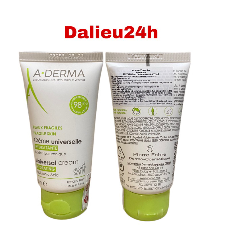 [ CHÍNH HÃNG ] Kem dưỡng ẩm Aderma Universal Cream 50ml - dalieu24h
