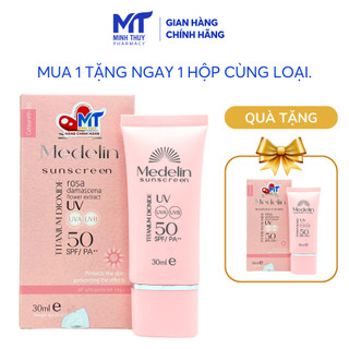 [MUA 1 TẶNG 1] Kem Chống Nắng Medelin 30ML - SPF 50++ - Hỗ Trợ Bảo Vệ Da Dưới Ánh Nắng Mặt Trời, Giúp Làn Da Khỏe Mạnh.