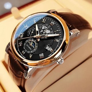 Đồng hồ nam poedagar p908 thiết kế mặt bản đồ lịch lãm, sang trọng