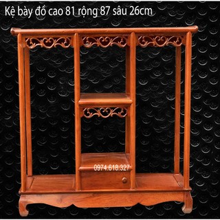Kệ bày đồ tam sơn mặt phẳng gõ lim cao 80x87 sâu 26cm