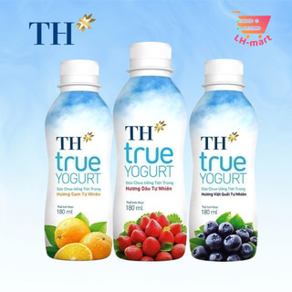 Thùng 48 chai sữa chua uống tiệt trùng hương dâu, cam, việt quất tự nhiên TH True Yogurt 180ml