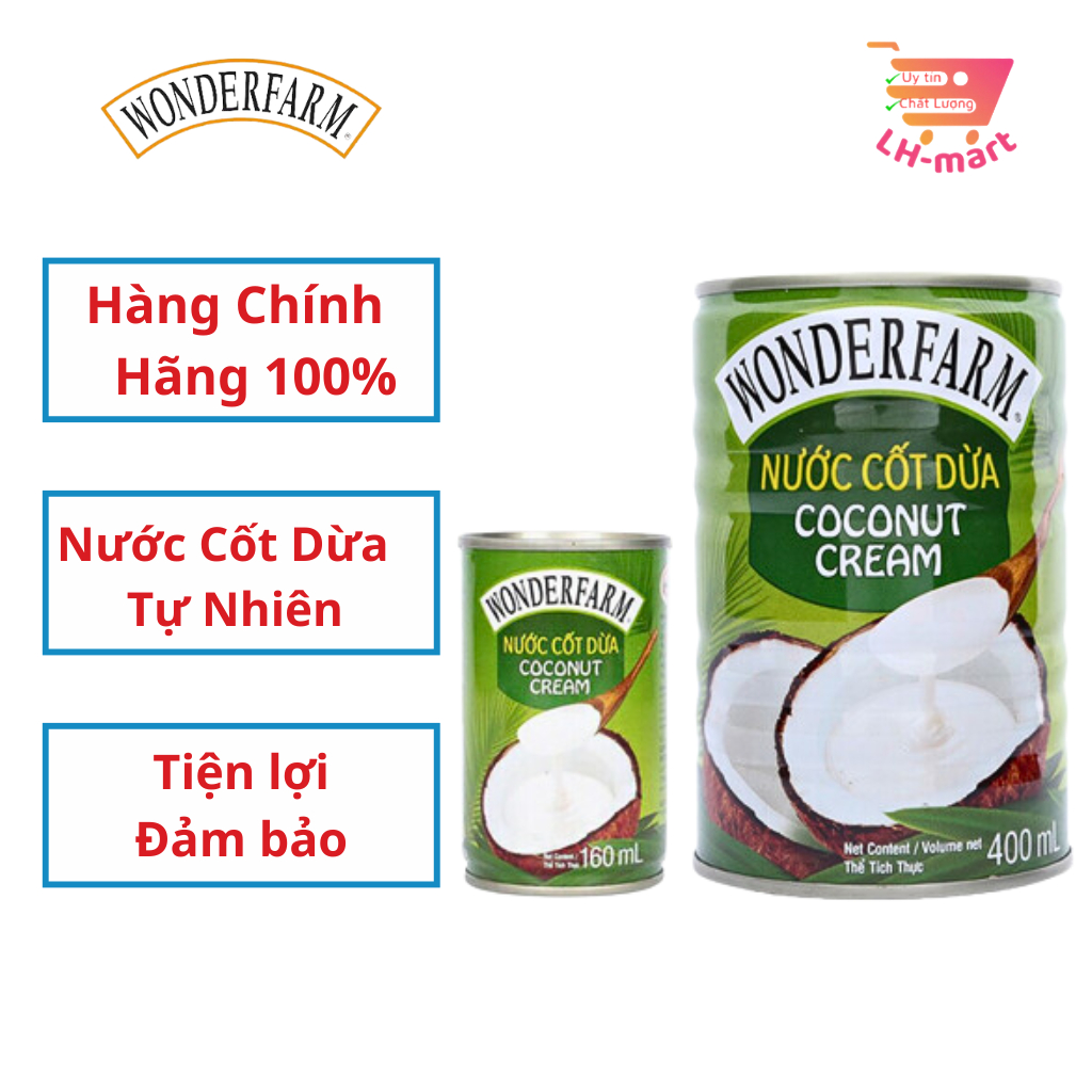 Nước Cốt Dừa Wonderfarm Coconut Cream Lon 400ml/160ml