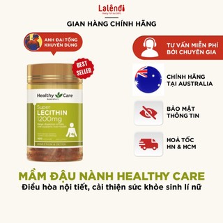 Viên uống mầm đậu nành Healthy Care Super Lecithin Úc, đẹp da, cân bằng nội tiết tố (100 viên/lọ) | Lalendi Store