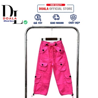 Quần túi hộp ống rộng trẻ em chất kaki mềm ít nhăn, ống quần có nút đai ống_Doala_HN230036