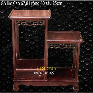 Đôn gỗ kệ nhị sơn bày đồ trang trí gỗ lim cao 67,81cm