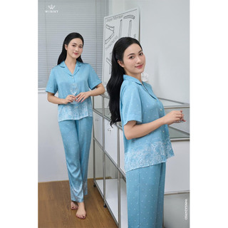 Bộ mặc nhà winny 24115 áo cộc tay quần dài chất lụa