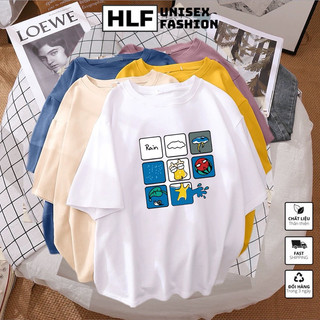 Áo thun tay lỡ Ô vuông hoạt hình chất cotton, áo phông form rộng size HLFashion