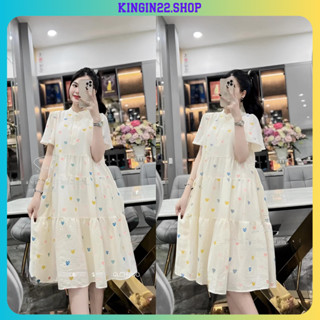 Đầm Bầu - Váy Bầu Nữ Babydoll Hàn Quốc , Dáng Dài Xòe Rộng Xinh Xắn , Họa Tiết Tim Nữ Tính kingin22.shop