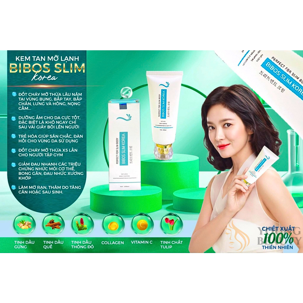 Kem tan mỡ BIBOS SLIM KOREA - Kem BIBOS SLIM giúp giảm mỡ bụng rạn da hiệu quả (Tặng kèm thước dây) - YOUNG BEAUTY