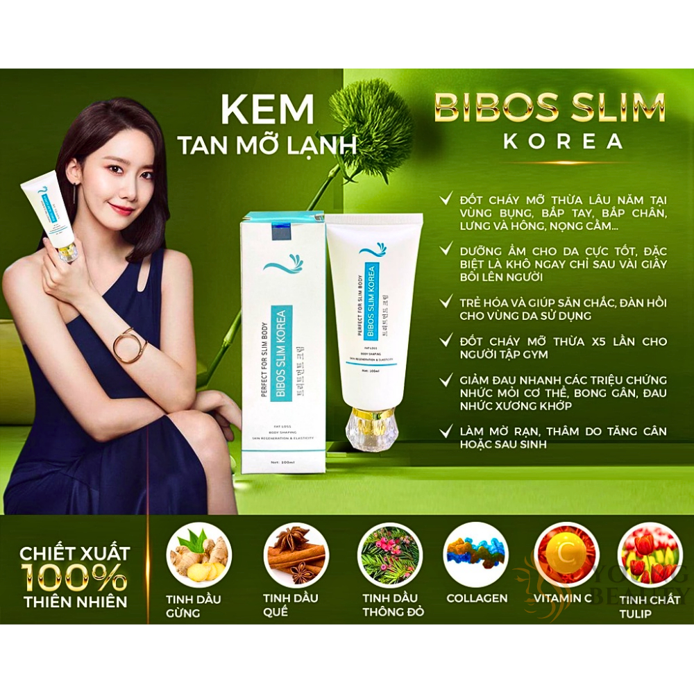 Kem tan mỡ BIBOS SLIM KOREA - Kem BIBOS SLIM giúp giảm mỡ bụng rạn da hiệu quả (Tặng kèm thước dây) - YOUNG BEAUTY