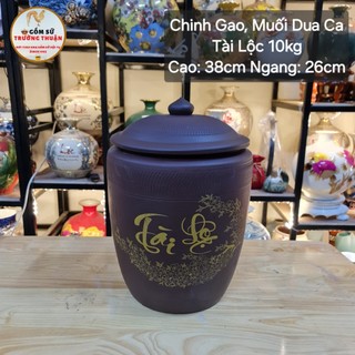 Hũ đựng gạo, muối dưa cà bát tràng tài lộc 10kg
