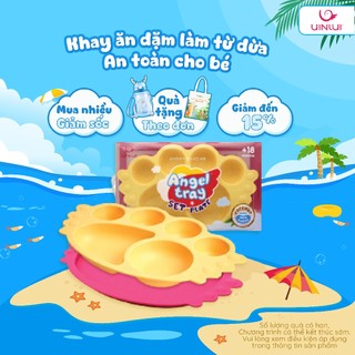 Bộ khay ăn dặm an toàn làm từ mía - Set quà tặng khay thiên thần 7 món UINLUI