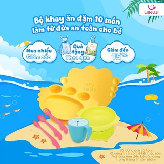 Set khay ăn dặm 10 món UINLUI làm từ quả Dừa, an toàn cho bé