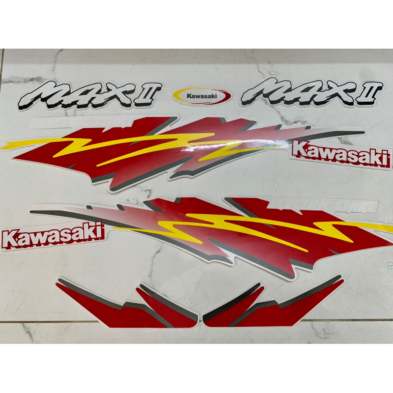 Bộ tem Kawasaki max 2 đời đầu màu đỏ hàng nhập Thái Lan chất lượng cao dành trang trí riêng cho dòng