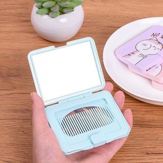  Gương trang điểm mini kèm lược  nhỏ gọn bỏ túi hộp gương gấp gọn tiện lợi gương du lịch 