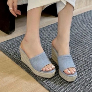 Dép xuồng bản vải đế cối cao 8 cm