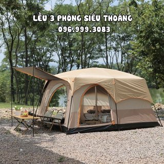 Lều Cắm Trại 2 Phòng, 3 Phòng cho 4 - 12 siêu rộng, Lều cắm trại 2 Lớp rộng thoáng, Chống gió, chống Côn Trùng