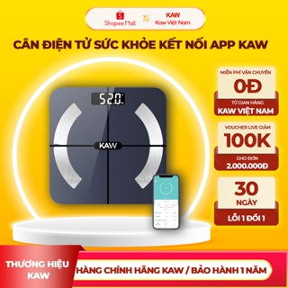 Cân Điện Tử Sức Khỏe Thông Minh KAW, Kết Nối Bluetooth, Màn Hình Led Kính Cường Lực Bền Bỉ, Theo Dõi Sức Khỏe Cả Nhà