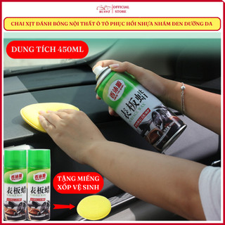  Chai Xịt Đánh Bóng Nội Thất Ô Tô Ruffo Phục Hồi Nhựa Nhám Đen Dưỡng Da Cao Cấp Tặng Kèm Xốp Vệ Sinh Dung Tích 450Ml 