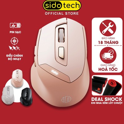 Chuột không dây bluetooth SIDOTECH INPHIC DR8 cute pin sạc silent tắt âm cho máy tính laptop có điều chỉnh DPI gaming