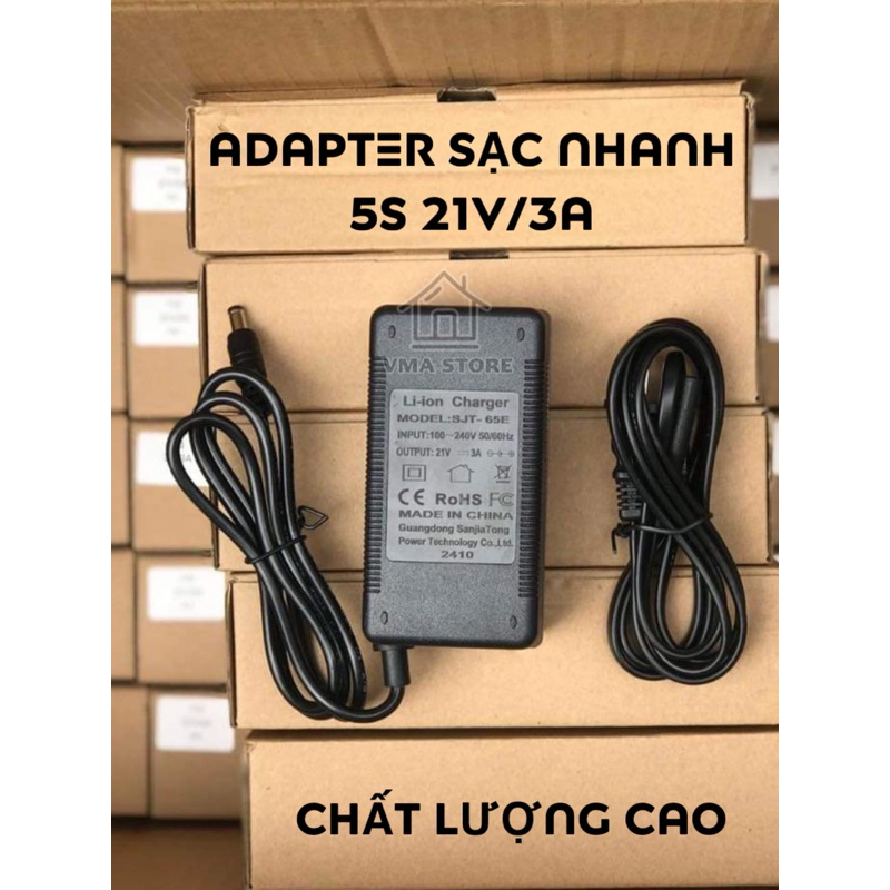 Bộ nguồn 5S 21V/3A, Adapter sạc nhanh cho máy khoan pin 21V chất lượng cao || VMA Electronic