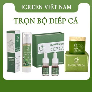 TRỌN BỘ DIẾP CÁ – SỮA RỬA MẶT – SERUM – MẶT NẠ IGREEN - GIẢM MỤN, GIẢM THÂM, SE KHÍT LỖ CHÂN LÔNG