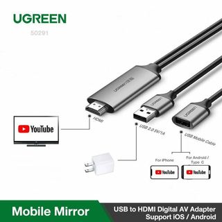 [Mã ELMS9 giảm 6% đơn 300K] Cáp chuyển đổi điện thoại lên Ti Vi HDMI Ugreen 50291 CM151