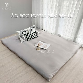 Áo bọc Topper Roy10 SAMY BEDDING trơn cao cấp bảo vệ Topper