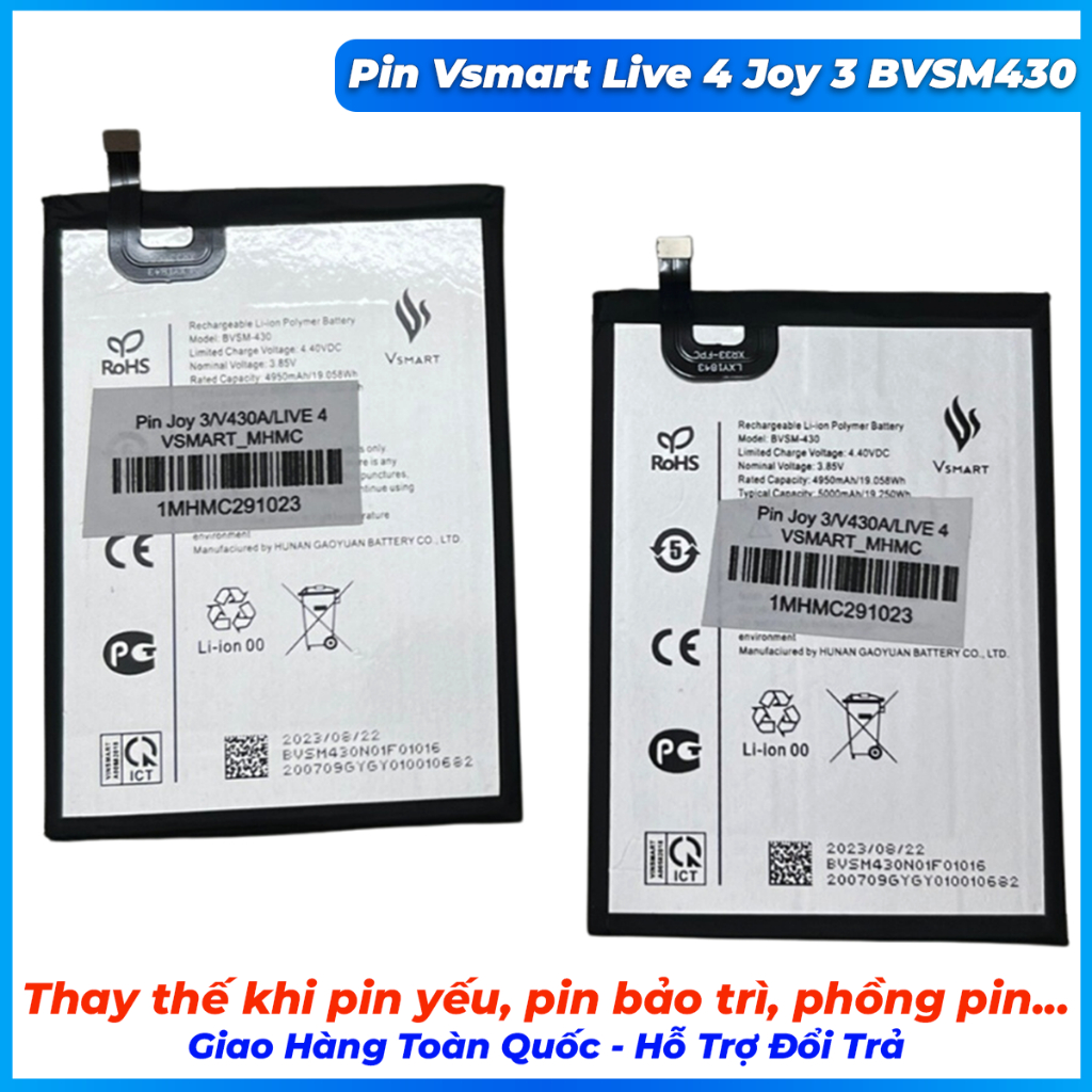 Pin vsmart live 4 joy 3 BVSM430,mới