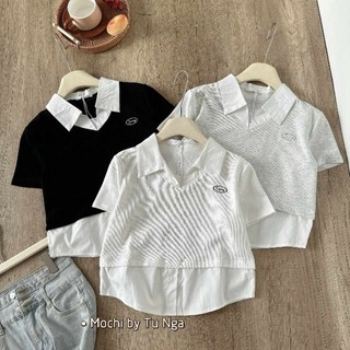 Áo phối sơmi thêu ngực hàng QC