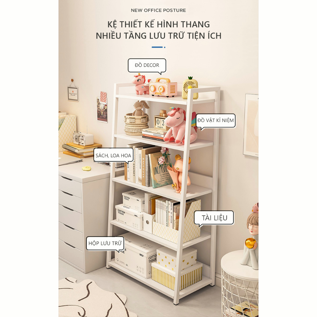 Bali Kệ Sách Đa Năng Kệ Đa Năng Hình Thang 3/4/5 Tầng Khung Sắt Chịu Lực Phong Cách Hiện Đại | BigBuy360 - bigbuy360.vn