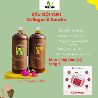 Cặp dầu gội xả Collagen Keratin YUKI 2000ml giảm gãy,rụng tóc,kích mọc tóc nhanh chóng,lưu hương lâu