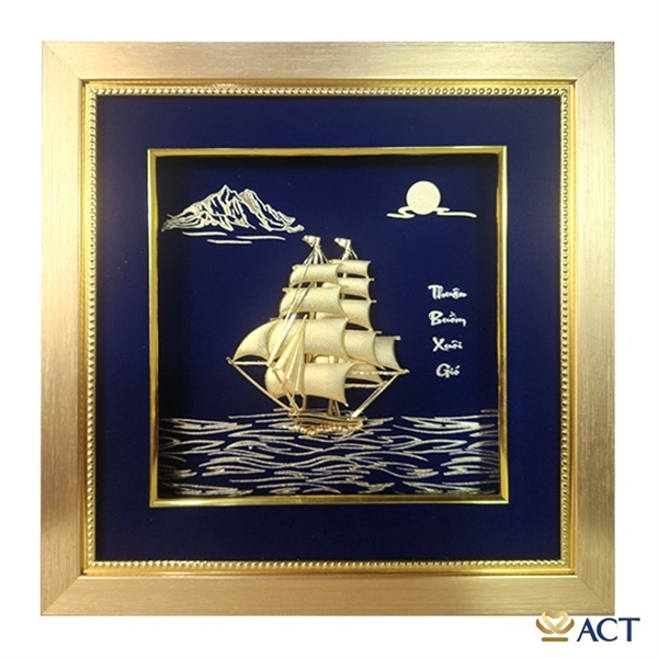 Quà Tặng Tranh Thuyền Dát Vàng 24k ACT GOLD ISO 9001:2015