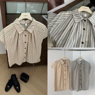 @Lianstore - Áo sơ mi kẻ dọc cúc nổi (9396)