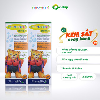 Combo 2 hộp siro kẽm sắt song hành fitobimbi ferro c - bổ sung sắt kẽm hữu cơ cho bé