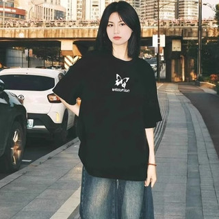 Focus local brand áo phông đen cổ tròn form rộng 2024 áo thun bigsize Mùa hè ngắn tay 100%cotton