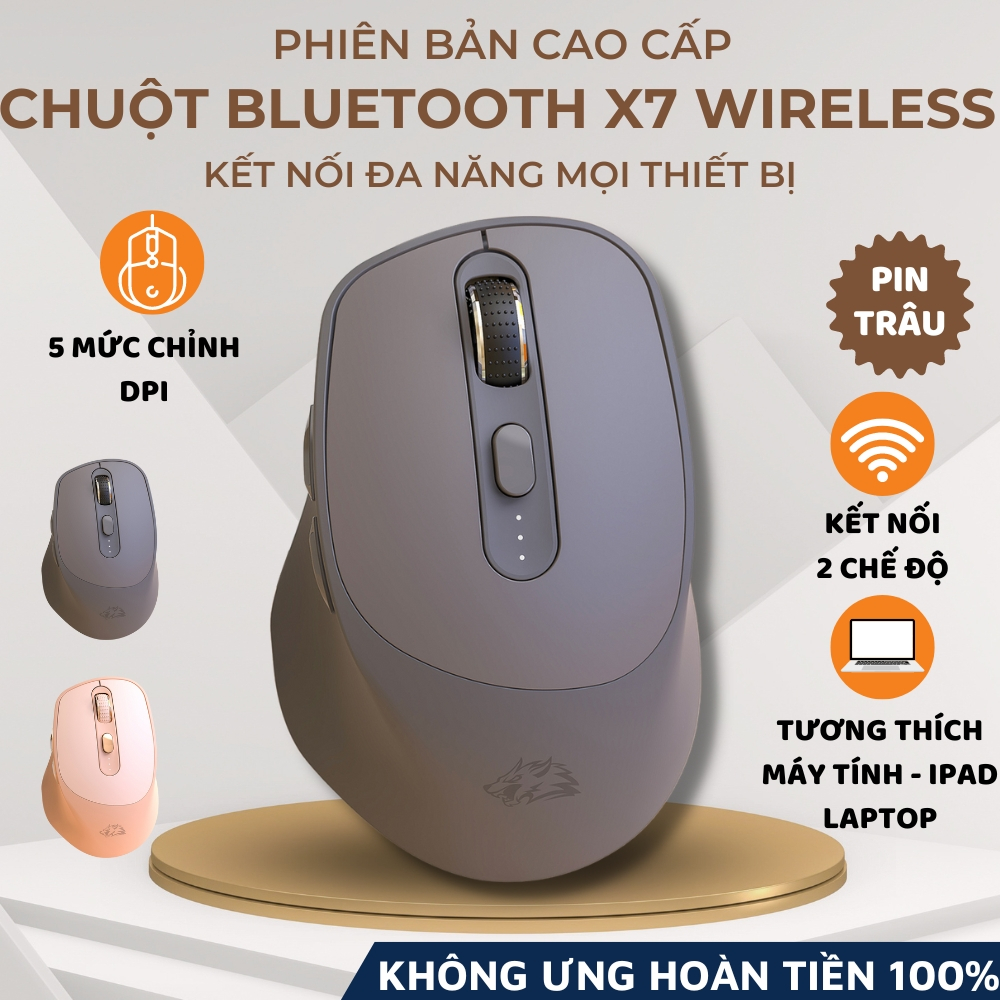 [Top Value] Chuột Không Dây Máy Tính Bluetooth FreeWolf X7 Wireless Pin Sạc Kết Nối 2 Chế Độ Cho Mọi