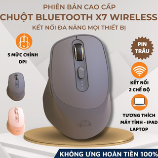 Chuột Không Dây Máy Tính Bluetooth X7 Wireless Pin Sạc Kết Nối 2 Chế Độ Cho Mọi Thiết Bị Máy Tính, Laptop