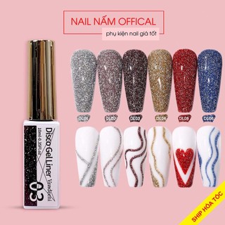 Gel vẽ cọ nét nhũ flash siêu sáng vendeeni ( disco gel line) chai 12ml đủ màu