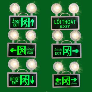Đèn Sự Cố Khẩn Cấp Chiếu Sáng 2 Mặt ,Kết Hợp Biển Chỉ Dẫn Thoát Hiểm, Thoát Nạn Exit, Phòng Cháy Chữa Cháy