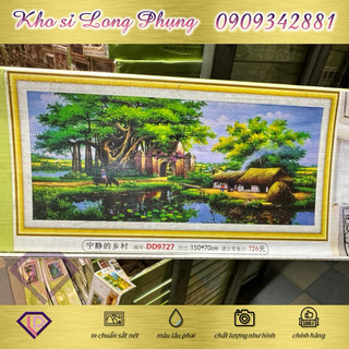 Tranh đính đá phong cảnh làng quê việt nam d9727 ,150x70 cm