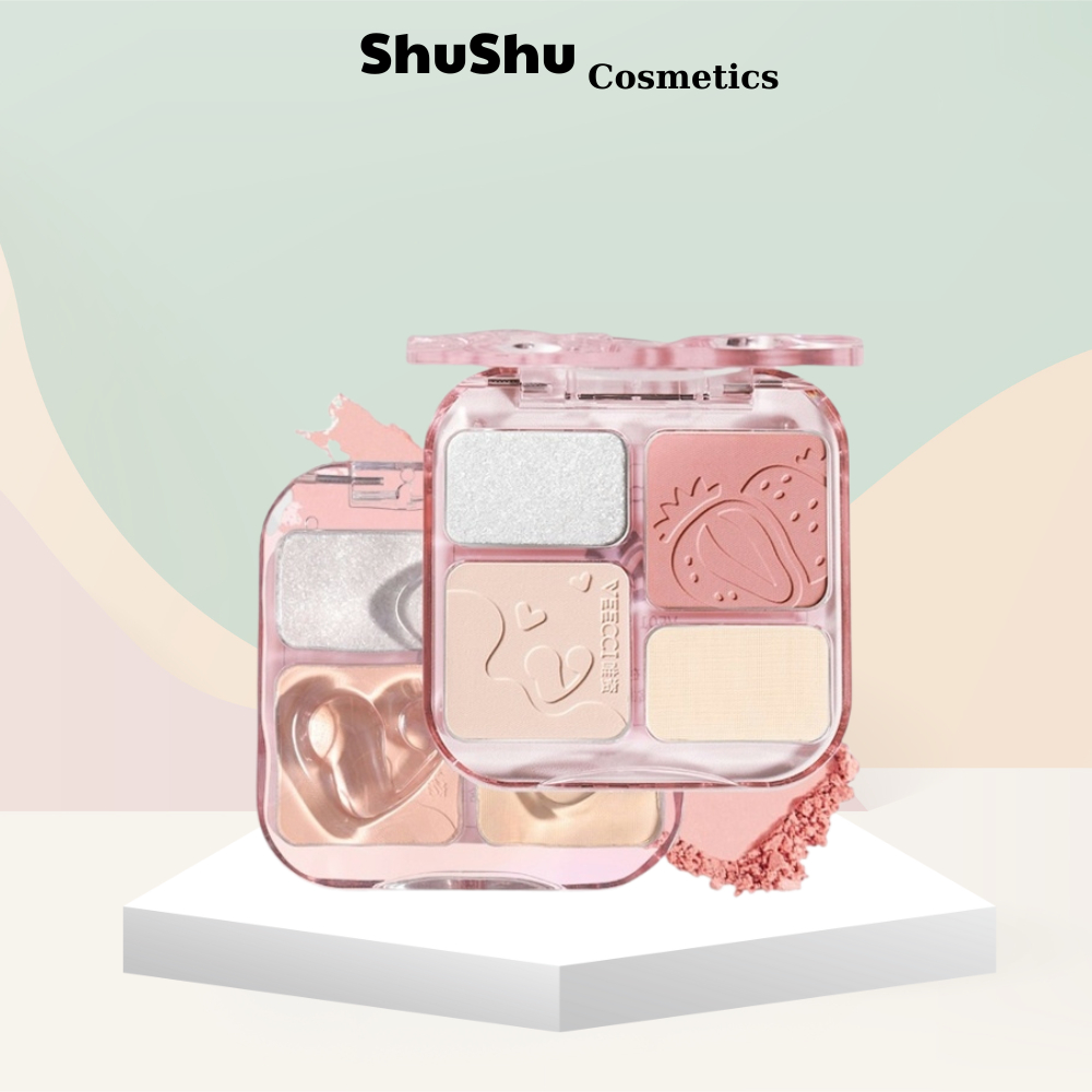Bảng Phấn Má & Highlight Tạo Khối  VEECCI 4 Ô Chống Nước Lâu Trôi 9G SHUSHU COSMETICS