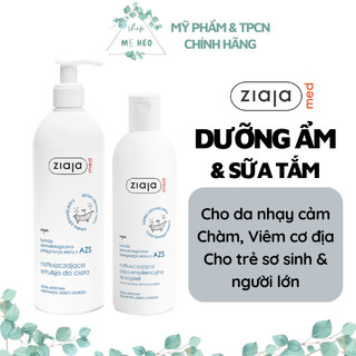 Sữa tắm và nhũ tương Ziaja Med Azs chăm sóc và dưỡng ẩm cho da nhạy cảm khô ngứa chàm viêm cơ địa
