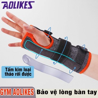 Găng tay tập gym 2024 bảo vệ lòng bàn tay AOLIKES có tấm kim loại hỗ trợ cổ tay có thể tháo rời, thoáng khí