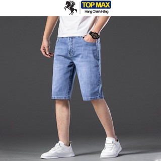 Quần Short Jean Nam Topmax, Quần Short Nam Vải Co giãn, Form Suông Rộng Mặc Thoải Mái, siêu bền