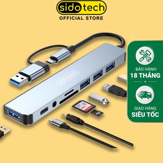 Hub type c usb 3.0 SIDOTECH 2 đầu 8 port in 1 cổng chuyển đổi tích hợp PD SD TF mở rộng macbook laptop ipad máy in pc